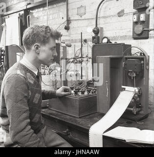 1950s, historical, young adult science undergraduates using microscopes ...