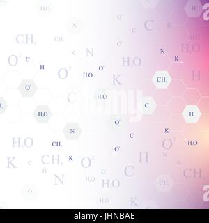 Scientific hexagonal chemistry pattern. Structure molecule DNA research as concept. Science and technology background communication. Medical scientific backdrop for your design. Vector Illustration. Stock Vector