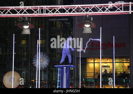 Berlin, Germany, 15th April, 2014: Electircity lightning show during Spiderman film premiere Stock Photo