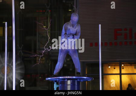 Berlin, Germany, 15th April, 2014: Electircity lightning show during Spiderman film premiere Stock Photo