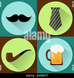 vector illustration happy father's day flat set Stock Vector