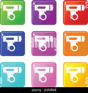 Bike light icons 9 set Stock Vector