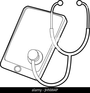 Gadget in diagnostic process icon, outline style Stock Vector