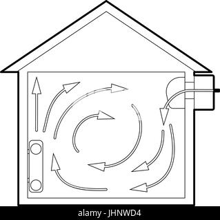 Ventilated home icon, outline style Stock Vector