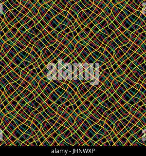 Intricate colored wires abstract seamless pattern. Vector illustration. Stock Vector