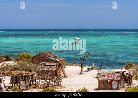 Vezo fishing village in south of Madagascar on october 23, 2016. Vezo is a nomad ethnic group in Madagascar. Stock Photo