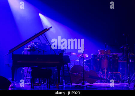 musical instruments on a stage with dramatic stage lighting Stock Photo ...