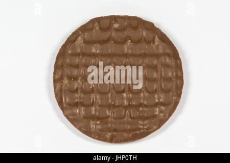 Milk Chocolate digestive biscuits isolated on a white background Stock Photo