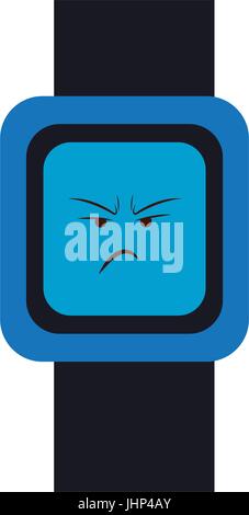 kawaii watch clock angry character Stock Vector