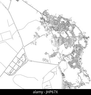 Map of Hurghada, city, streets, Egypt, satellite view Stock Vector