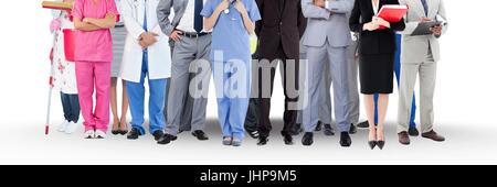 Digital composite of Group of People with various jobs careers standing with white background Stock Photo