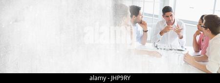 Digital composite of Business people having a meeting with transition effect Stock Photo