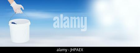 Digital composite of Painter holding bucket with transition effect Stock Photo