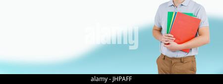 Digital composite of Man holding files and folders Stock Photo