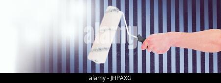 Digital composite of Painter holding roller with transition effect Stock Photo