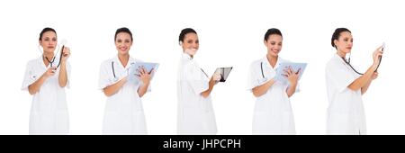 Digital composite of Doctor woman holding devices collage Stock Photo