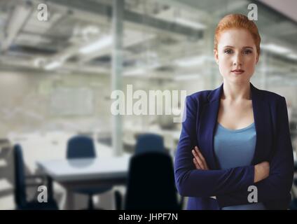 Digital composite of Angry business woman standing Stock Photo