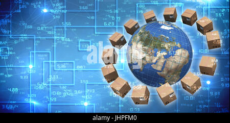 Screen with times against black background with shiny squares Stock Photo