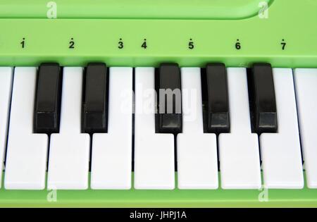 Green keyboard toy. Green plastic keyboard. Stock Photo