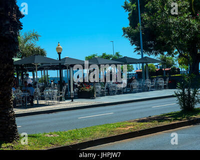 the Seafront and promenade in Funchal Madeira. Madeira is an Island set in the Atlantic Ocean Stock Photo