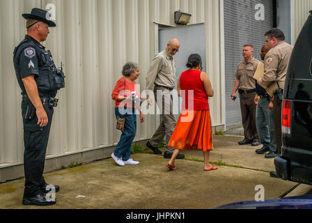 Wawayanda, New York, USA. 14th July, 2017. Orange County, United States. 14th July, 2017. Local Orange County, NY residents - Oscar-nominated actor and activist, James Cromwell, Grandmother and actress Madeline Shaw, and Mother Pramilla Malick began their 7-day jail sentence in Orange County, N.Y. on July 14, 2017; for their action taken at the construction site of the Competitive Power Ventures Gas-Fired power plant in Wawayanda, NY. The three residents staged a blockade at the site on December 18, 2015 stating this project creates unacceptable health and safety risks to the public. Stock Photo