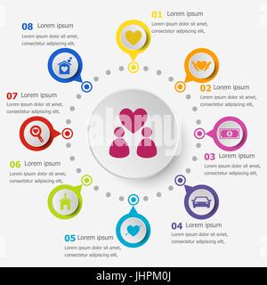 Infographic template with family icons, stock vector Stock Vector