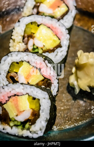 Japanese suchi roll with pickled ginger Stock Photo