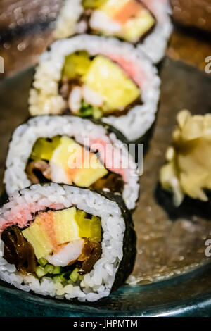 Japanese suchi roll with pickled ginger Stock Photo