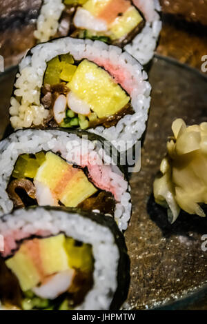 Japanese suchi roll with pickled ginger Stock Photo