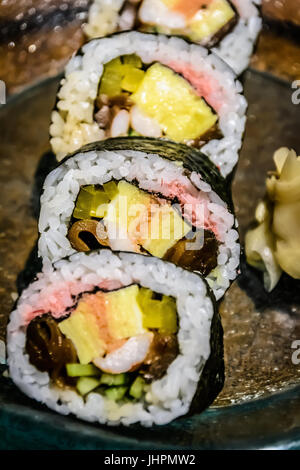 Japanese suchi roll with pickled ginger Stock Photo