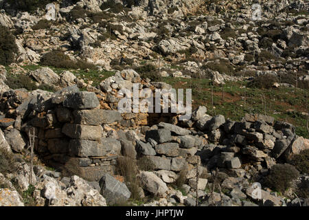 Karfi or Karphi was a Minoan settlement established 1100 BC at the end of the Minoan era 1100 meter above sea level above Lasithi Plateau in Crete- Stock Photo