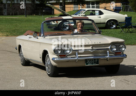 Auto- 1964 Chevrolet Corvair Convertible. Beavercreek Popcorn Festival. Beavercreek, Dayton, Ohio, USA. 3033P Stock Photo