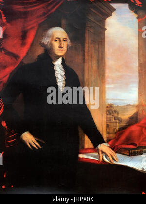 Portrait of US President George Washington(1732-1799) by American neoclassicist painter John Vanderlyn (1775 – 1852). Stock Photo