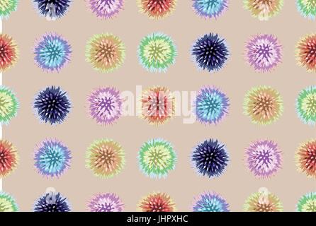 "Thistle Flower round bud dotted Seamless pattern Vector watercolor blue yellow various color Vintage Illustration print for birthday wrapping paper t Stock Vector