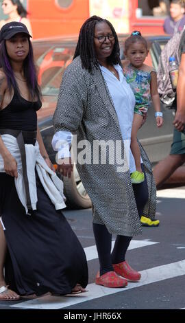 Whoopi Goldberg taking a stroll with her family in New York City