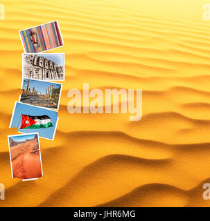 my own images from all over the jordan in a desert  patchwork Stock Photo