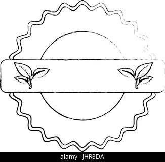 seal stamp with decorative leaves icon over white background vector illustration Stock Vector