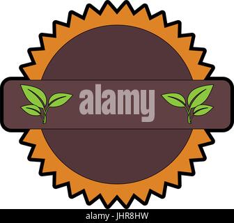 seal stamp with decorative leaves icon over white background colorful design vector illustration Stock Vector