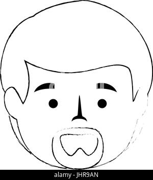 cartoon man with beard icon over white background vector illustration ...