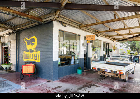 Golden Jersey garage petrol station coffee shop and general store in the country town of Cowaramup, Western Australia Stock Photo