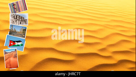 my own images from all over the jordan in a desert  patchwork Stock Photo