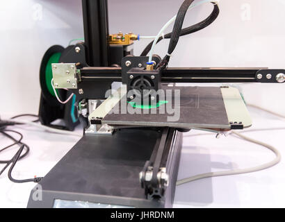 Modern 3D printer printing figure close-up macro Stock Photo