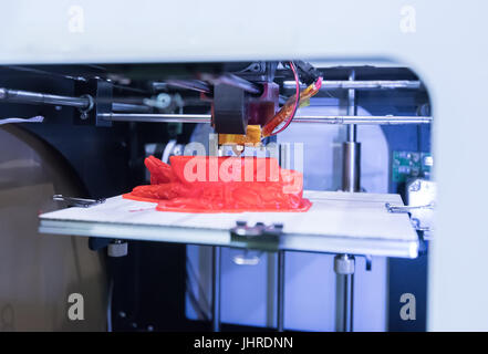 Modern 3D printer printing figure close-up macro Stock Photo