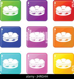 Burger icons 9 set Stock Vector
