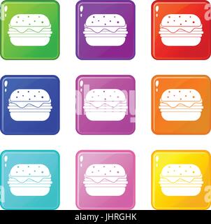 Hamburger icons 9 set Stock Vector