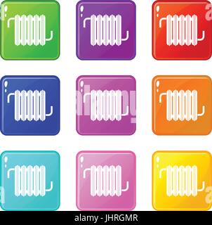 Radiator icons 9 set Stock Vector