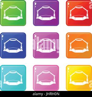 Table magnify icons 9 set Stock Vector