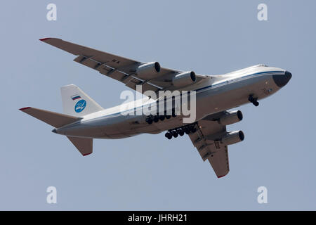 Russian Air Force Antonov An-124-100 Ruslan finals runway 31. Stock Photo