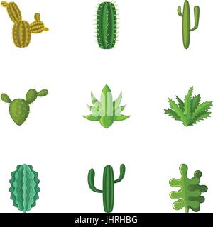 Cacti icons set, cartoon style Stock Vector