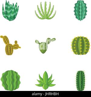 Cactus icons set, cartoon style Stock Vector